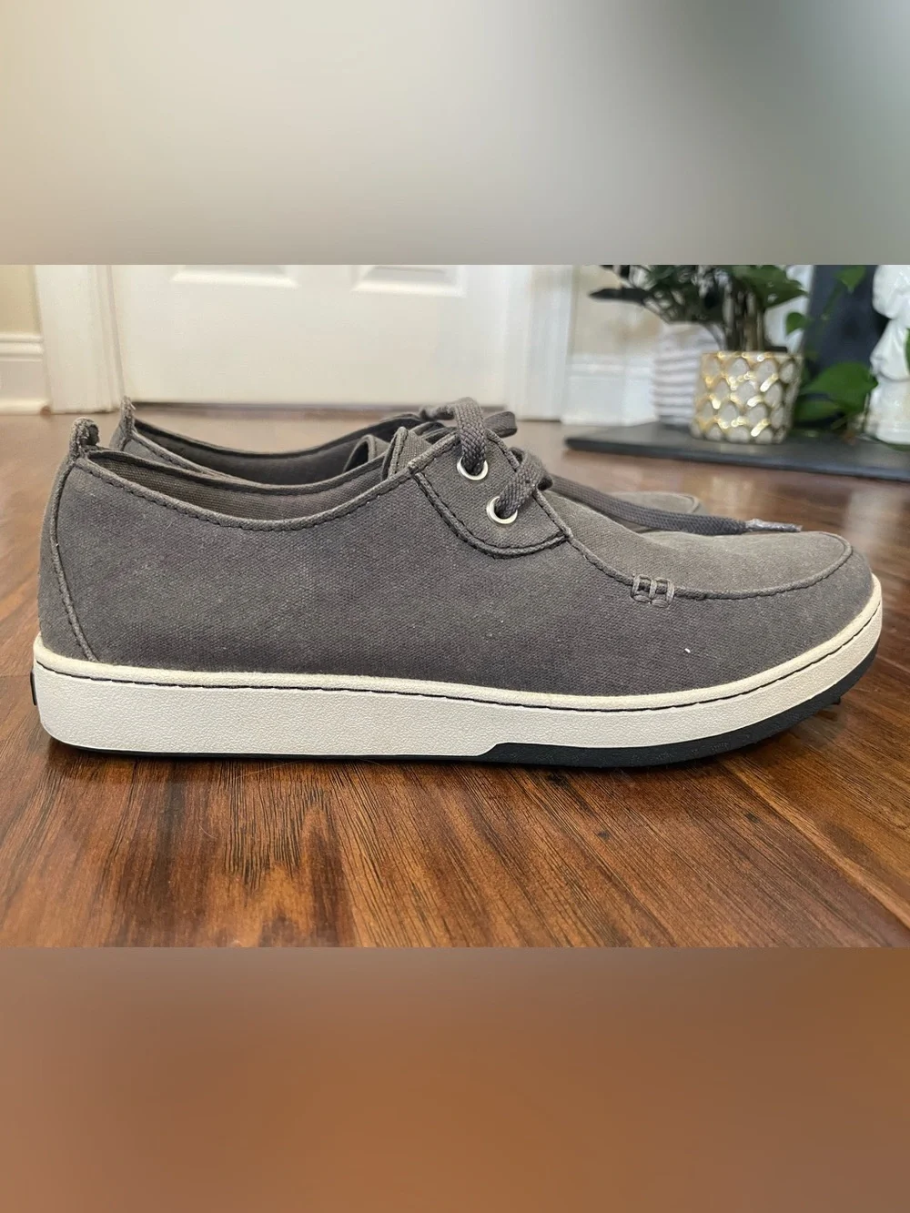 L.L.Bean Campside Canvas Sneakers Men’s 10 Gray Canvas Casual Boat Shoes EUC